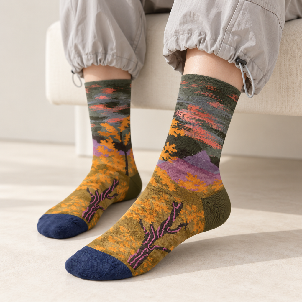 Golden Woodland Crew Socks