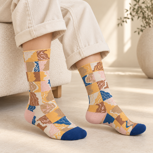 Marble Mosaic Crew Socks