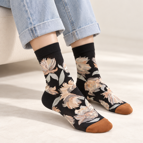 Midnight Bloom Crew Socks